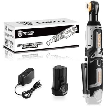 DEKOPRO Cordless Ratchet Wrench 3/8" Cordless Electric Ratchet Drive, 12V Power