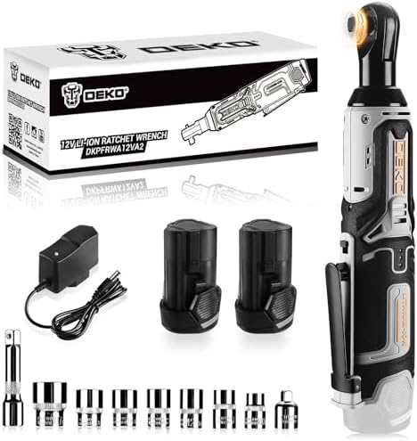 DEKOPRO Cordless Ratchet Wrench Set 3/8" Cordless Electric Ratchet Drive, 12V