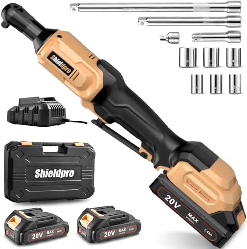 SHIELDPRO 20V Electric Ratchet Wrench Set, 3/8" Cordless Ratchet Kit