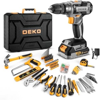 Cordless Drill Tool Kit Set: 20V Power Drill Tool Box with Battery Electric