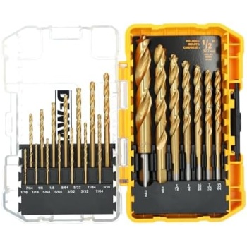 DEWALT Titanium Nitride Coated Drill Bit Set, Pilot Point, 21-Piece (DW1361)