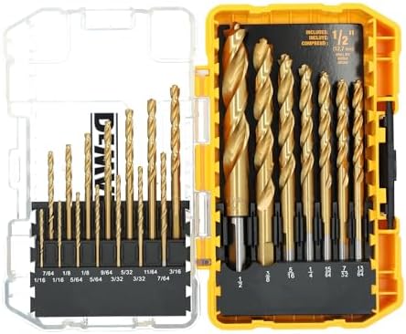 DEWALT Titanium Nitride Coated Drill Bit Set, Pilot Point, 21-Piece (DW1361)