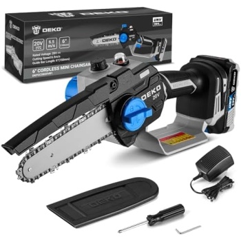 Mini Chainsaw Cordless: DEKOPRO 6 Inch Small Electric Hand Chainsaw Battery