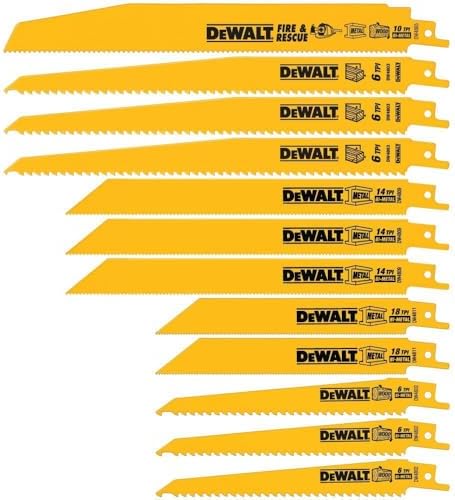 DEWALT Reciprocating Saw Blade Set for Metal Wood Iron, 12 Piece Bi-Metal