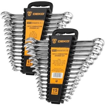 DEKOPRO Combination Wrench Set, SAE&Metric, 30-piece, 1/4'' to 1'' & 8-22mm