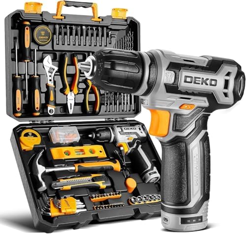 Power Drill Tool Set Kit: DEKOPRO Cordless Drill Tool Box with 12V Battery