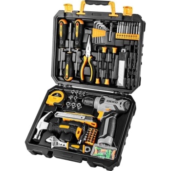 DEKOPRO Tool Set：Tool Kit with 8V Cordless Drill,Tool Box with Drill,Hand Drill