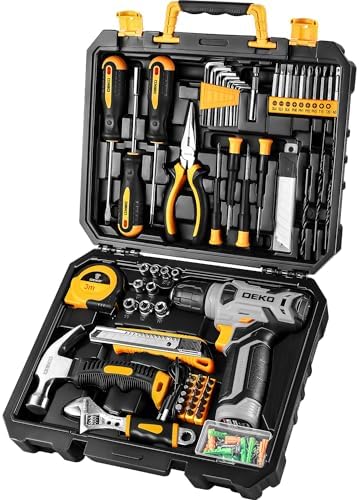 DEKOPRO Tool Set:Tool Kit with 8V Cordless Drill,Tool Box with Drill,Hand Drill