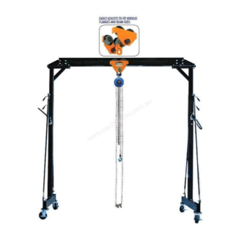 Grip 18140BD 950kg Adjustable Wheeled Gantry with Chain Block & Push Girder Trolley Kit